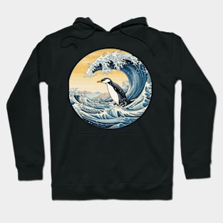 Funny Penguin Art The great wave off Kanagawa Japanese Hoodie